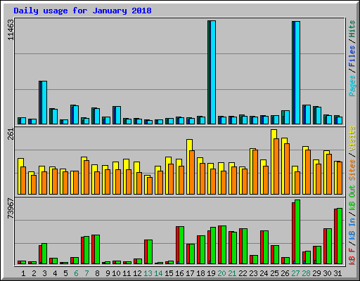 Daily usage for January 2018
