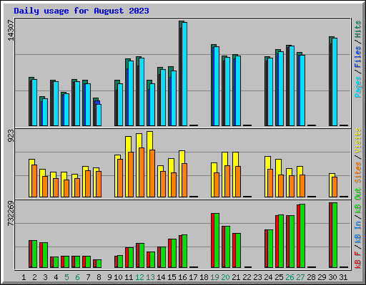 Daily usage for August 2023