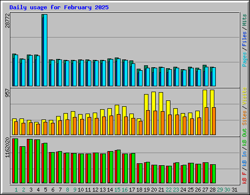 Daily usage for February 2025