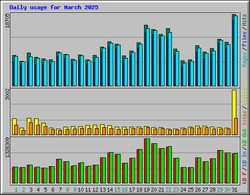 Daily usage for March 2025