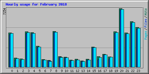 Hourly usage for February 2018